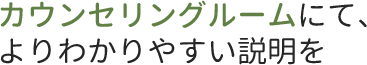 カウンセリングルームにて、よりわかりやすい説明を