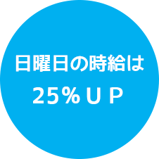 日曜日の時給は25％UP